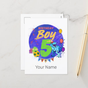 Cartes Pour Fêtes Annuelles Joyeux anniversaire garçon 5e anniversaire Dinosau