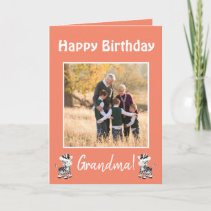 Cartes Pour Fêtes Annuelles Joyeux Anniversaire Grandma Zebra Thème Photo
