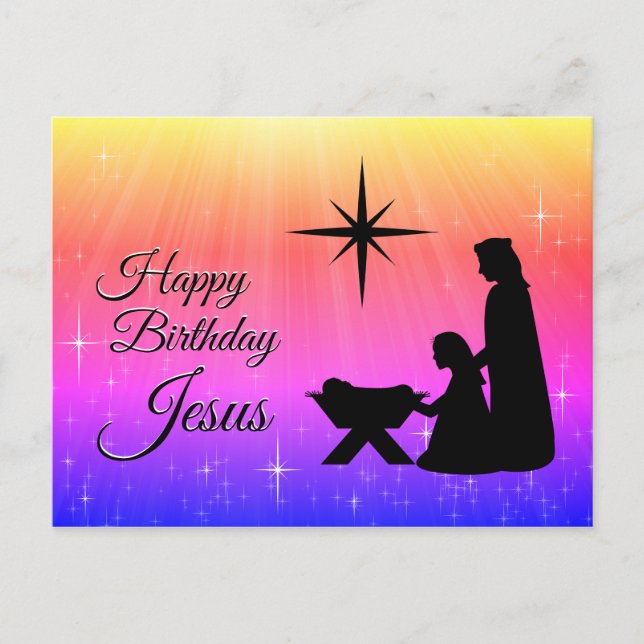 Cartes Pour Fêtes Annuelles Joyeux anniversaire Jésus, Nativité de Noël (Devant)