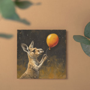 Cartes Pour Fêtes Annuelles Joyeux anniversaire, Kangourou avec ballon
