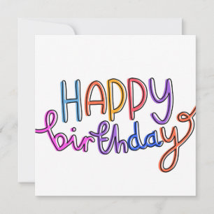 Cartes Pour Fêtes Annuelles Joyeux Anniversaire manuscrit Rainbow Design