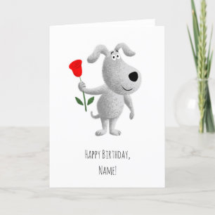 Cartes Pour Fêtes Annuelles Joyeux Anniversaire mignon Chien Chien Chien Rouge