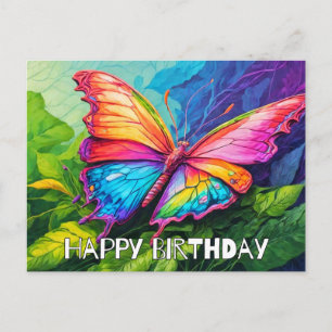 Cartes Pour Fêtes Annuelles Joyeux Anniversaire Mignon Papillon Abstrait Color