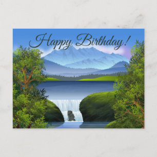 Cartes Pour Fêtes Annuelles Joyeux anniversaire Nature Mountain Paysage Cascad