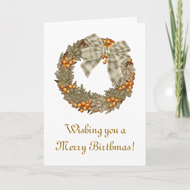 Cartes Pour Fêtes Annuelles Joyeux anniversaire Noël combiné (Devant)