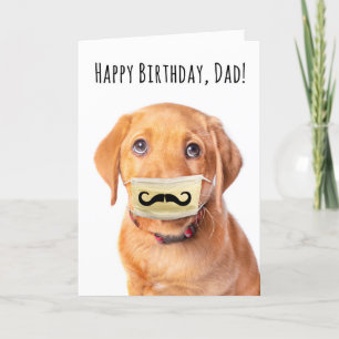 Cartes Pour Fêtes Annuelles Joyeux Anniversaire Papa Mustache Chiot en Masque 