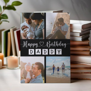 Cartes Pour Fêtes Annuelles Joyeux Anniversaire papa noir & blanc photo collag