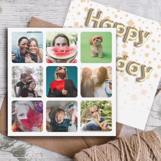Cartes Pour Fêtes Annuelles Joyeux Anniversaire Photo Collage & Gold Balloon T (Créateur téléchargé)