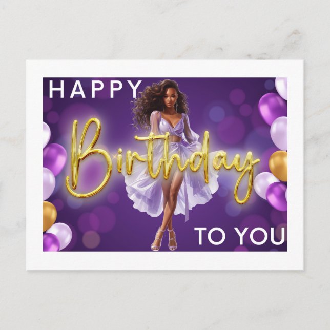 Cartes Pour Fêtes Annuelles Joyeux Anniversaire Pour Vous Melanin Sista Black  (Devant)