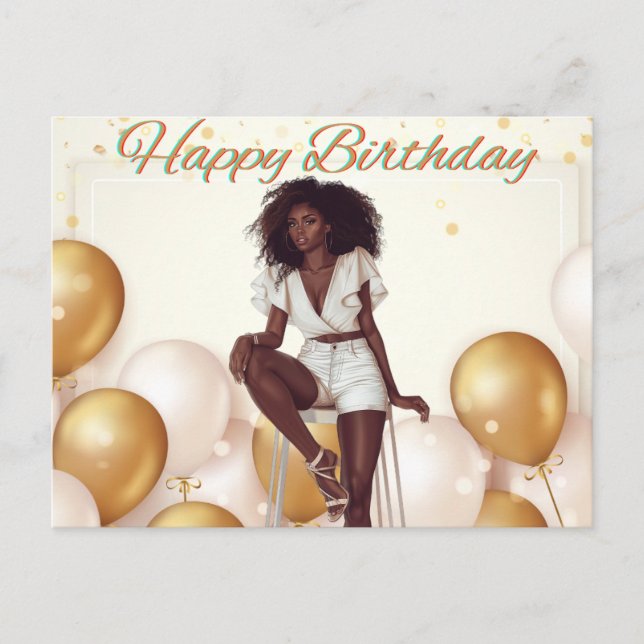 Cartes Pour Fêtes Annuelles Joyeux Anniversaire Pour Vous Melanin Sista Black  (Devant)