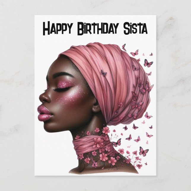 Cartes Pour Fêtes Annuelles Joyeux Anniversaire Sista magie de fille noire rei (Devant)