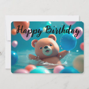 Cartes Pour Fêtes Annuelles Joyeux anniversaire Teddy Bear et Ballons