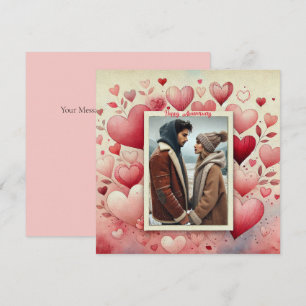Cartes Pour Fêtes Annuelles Joyeux Anniversaire Vos Coeurs Photo Crème Rouge R