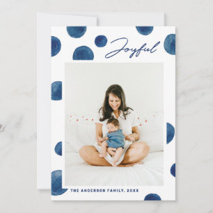 Cartes Pour Fêtes Annuelles Joyeux. Aquarelle bleu pois Noël