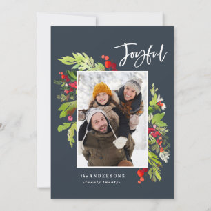 Cartes Pour Fêtes Annuelles Joyeux aquarelle fleurie et feuillage Noël