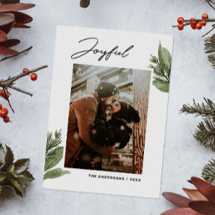 Cartes Pour Fêtes Annuelles Joyeux. Aquarelle hiver floral photo de Noël