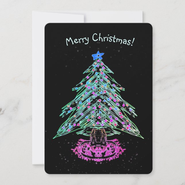 Cartes Pour Fêtes Annuelles Joyeux arbre Cool de Noël (Devant)