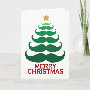 Cartes Pour Fêtes Annuelles Joyeux arbre de moustache de Noël