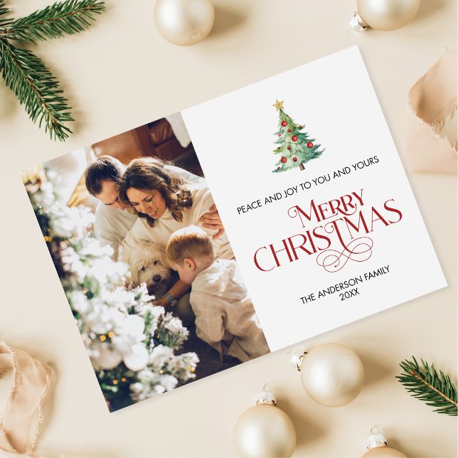 Cartes Pour Fêtes Annuelles Joyeux arbre de Noël avec photo de famille (Créateur téléchargé)
