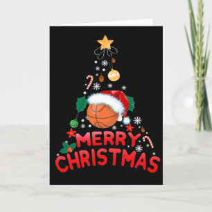Cartes Pour Fêtes Annuelles Joyeux Arbre de Noël Basketball Chapeau de Père No