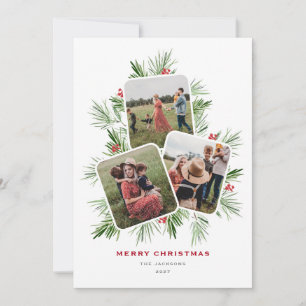 Cartes Pour Fêtes Annuelles Joyeux arbre de Noël Multi Photo