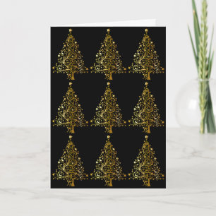 Cartes Pour Fêtes Annuelles Joyeux Arbre de Noël Noir Or brillant