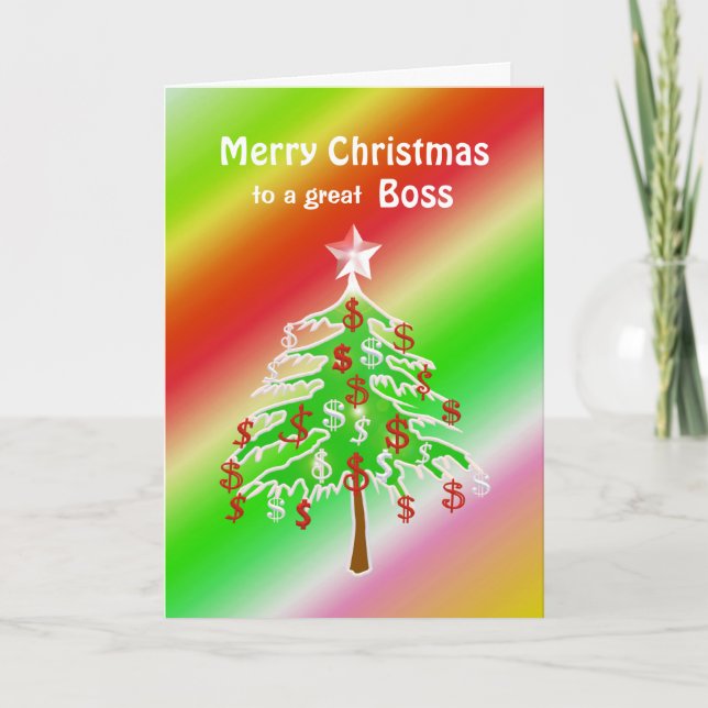 Cartes Pour Fêtes Annuelles Joyeux Arbre de Noël pour le patron (Devant)