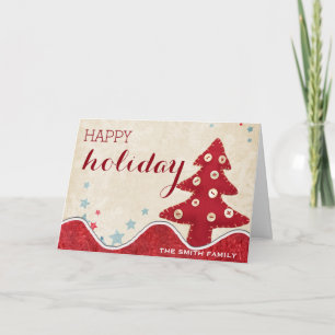 Cartes Pour Fêtes Annuelles Joyeux arbre de Noël rouge de vacances
