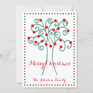 Cartes Pour Fêtes Annuelles Joyeux Arbre De Noël Rouge Et Blanc