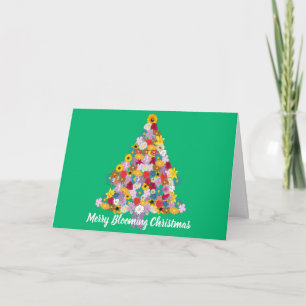Cartes Pour Fêtes Annuelles Joyeux arbre floral de Noël fleuri