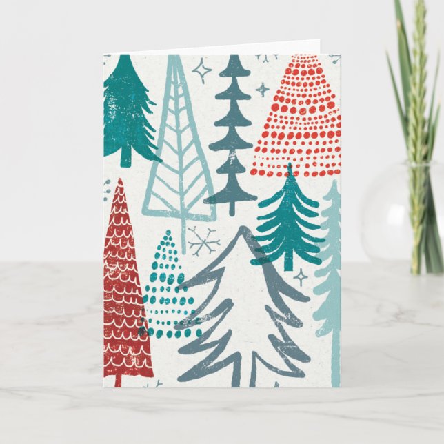 Cartes Pour Fêtes Annuelles Joyeux arbres de Christmastime (Devant)