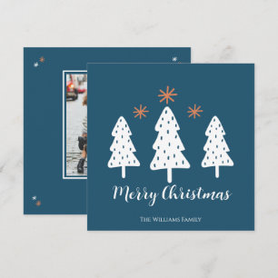Cartes Pour Fêtes Annuelles Joyeux arbres de Noël et étoiles Bleu