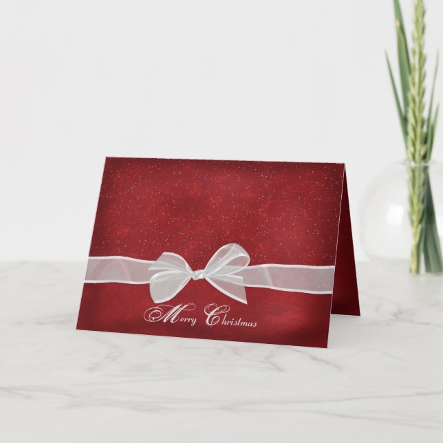 Cartes Pour Fêtes Annuelles Joyeux arc de Noël sur rouge (Devant)