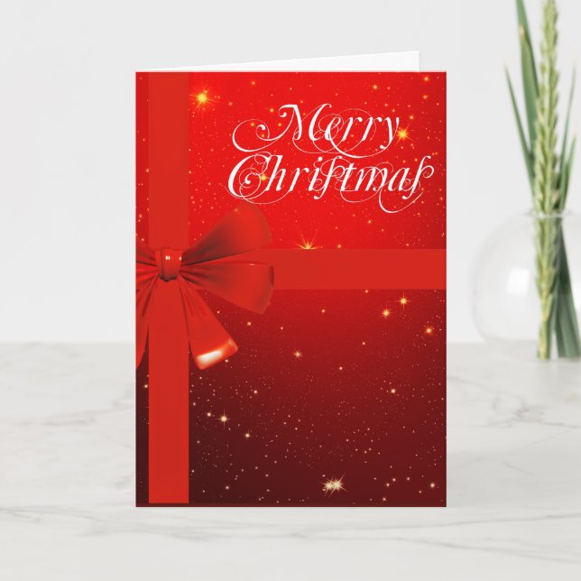 Cartes Pour Fêtes Annuelles Joyeux arc rouge de Noël (Devant)