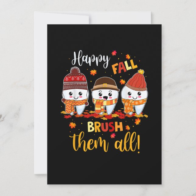 Cartes Pour Fêtes Annuelles Joyeux Automne Brossez Les Tous Équipe De Dentiste (Devant)