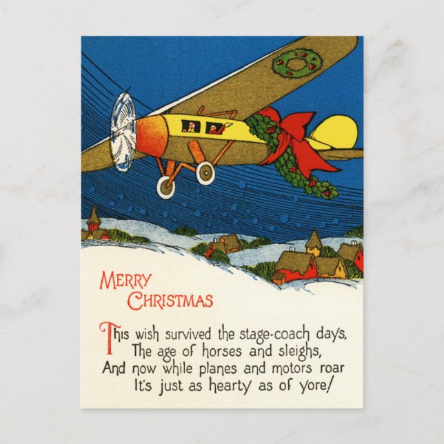 Cartes Pour Fêtes Annuelles Joyeux avion de Noël (Devant)