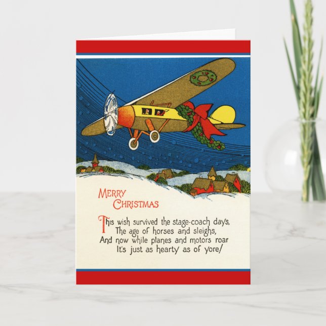 Cartes Pour Fêtes Annuelles Joyeux avion de Noël (Devant)