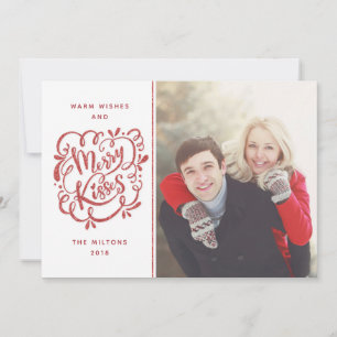 Cartes Pour Fêtes Annuelles Joyeux baisers à main Parties scintillant rouge ph