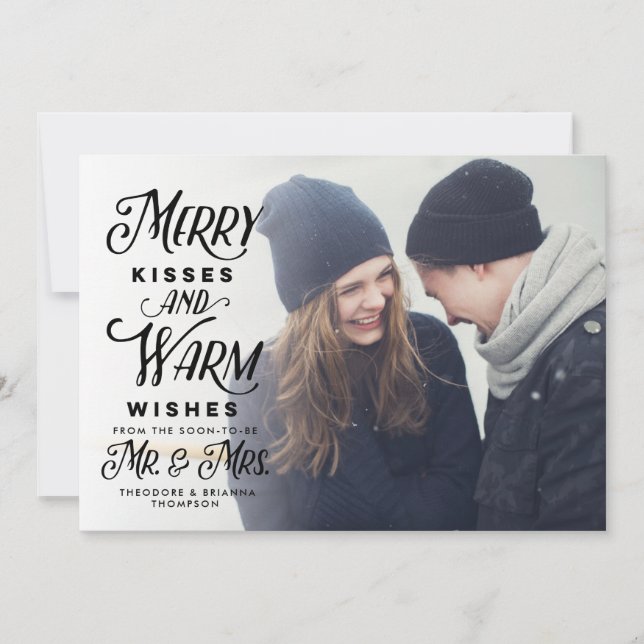 Cartes Pour Fêtes Annuelles Joyeux Baisers et voeux chaleureux M. Mme Holiday (Devant)