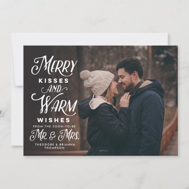 Cartes Pour Fêtes Annuelles Joyeux Baisers et voeux chaleureux M. Mme Holiday (Devant)