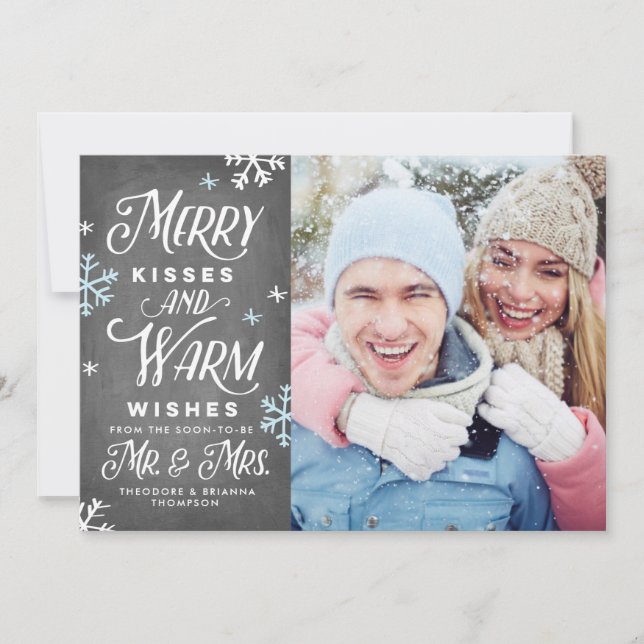 Cartes Pour Fêtes Annuelles Joyeux Baisers et voeux chaleureux M. Mme Holiday (Devant)