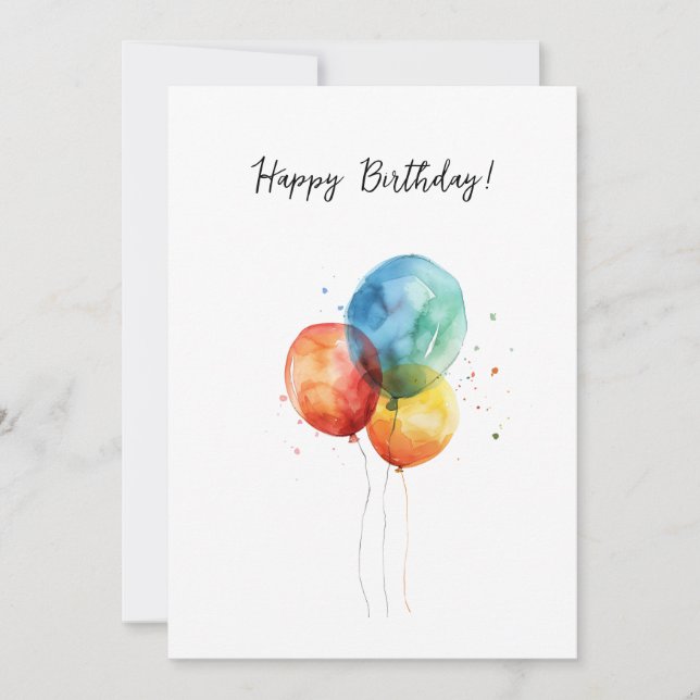 Cartes Pour Fêtes Annuelles Joyeux Ballons d'aquarelle d'anniversaire (Devant)
