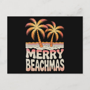Cartes Pour Fêtes Annuelles Joyeux Beachmas Palmier Tropical Coucher de Soleil