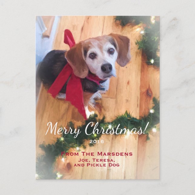 Cartes Pour Fêtes Annuelles Joyeux Beagle de Noël (Devant)