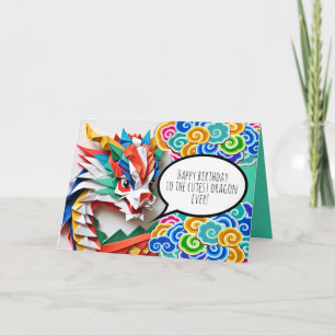 Cartes Pour Fêtes Annuelles Joyeux Bithday Cute Dragon Origami Zodiac GC