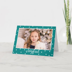 Cartes Pour Fêtes Annuelles Joyeux bleu Turquoise photo personnalisée Noël