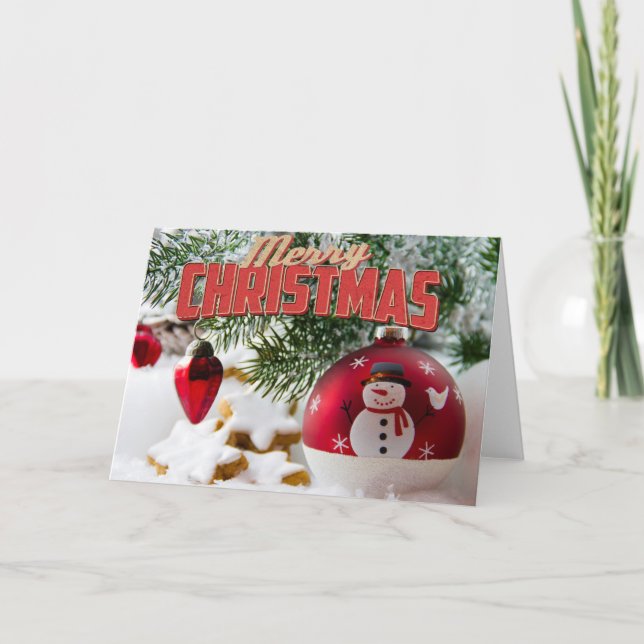 Cartes Pour Fêtes Annuelles Joyeux bonhomme de neige de Noël (Devant)