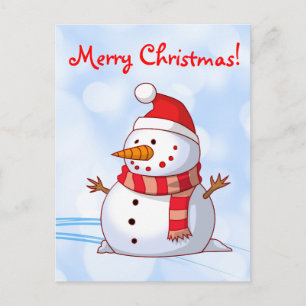 Cartes Pour Fêtes Annuelles Joyeux bonhomme de neige de Noël avec message.