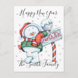 Cartes Pour Fêtes Annuelles Joyeux bonhomme de neige du Nouvel An