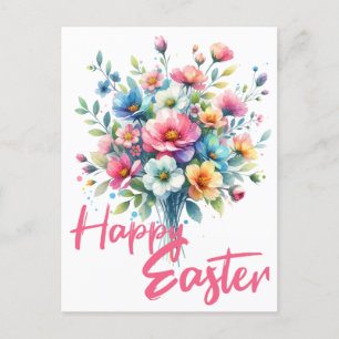 Cartes Pour Fêtes Annuelles Joyeux bouquet de fleurs rose pastel pastel de Pâq